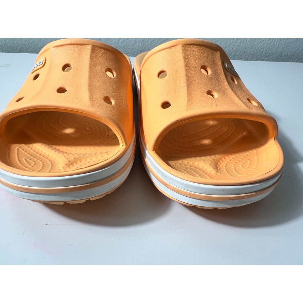 Crocs Women's 8 Men's 6 Orange Iconic Comfort Slip On Classic Sandals Logo - Picture 11 of 11